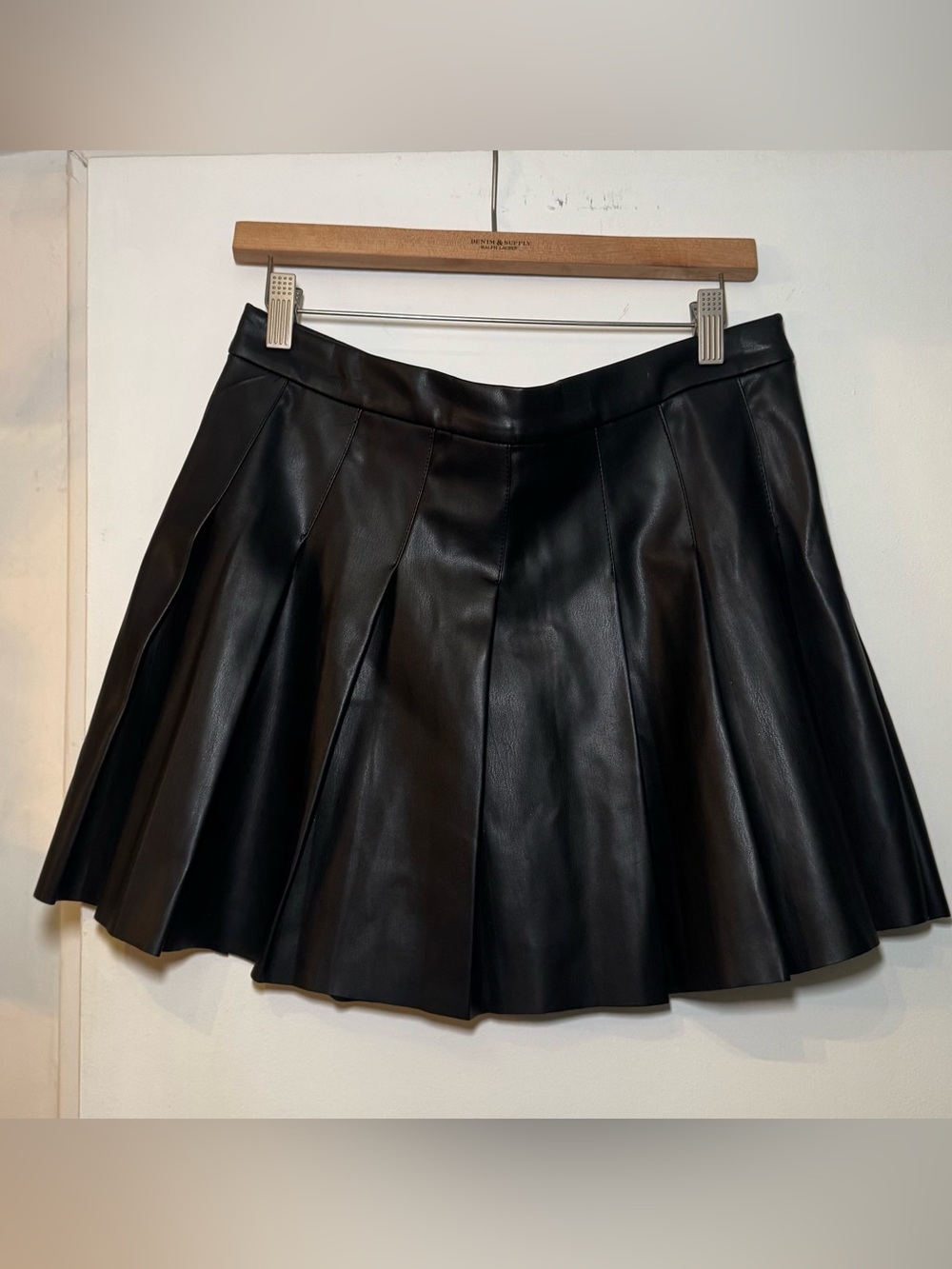 Garage Black Faux Leather Circle Skirt